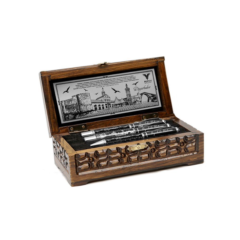 Diyarbakır Üçlü Hediyelik Kalem Seti Silver Series ( Roller Kalem - Tükenmez Kalem - Dolma Kalem ) - Görsel 4