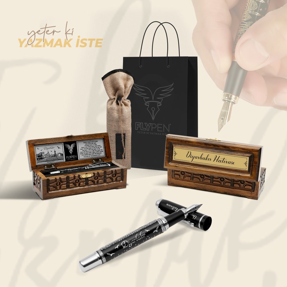 Diyarbakır Tekli Hediyelik Kalem Seti Silver Series ( Dolma Kalem )