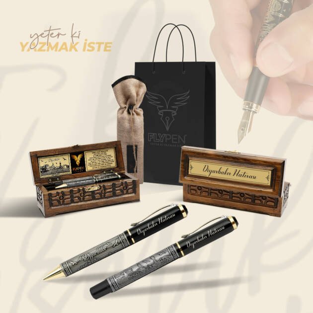 Diyarbakır İkili Hediyelik Kalem Seti Antique Series ( Roller Kalem - Tükenmez Kalem )