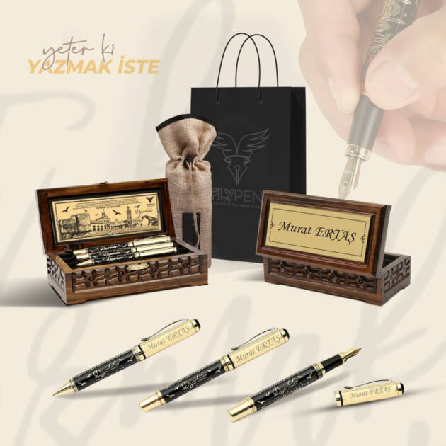 Diyarbakır Üçlü Kalem Seti Full Gold Series ( Roller Kalem – Tükenmez Kalem - Dolma Kalem )